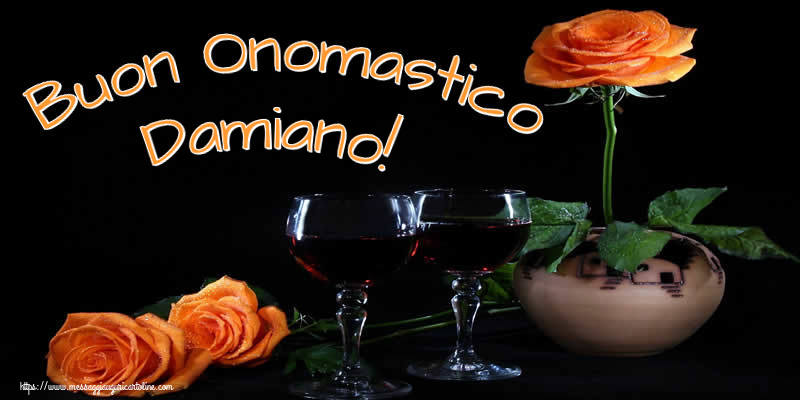 Buon Onomastico Damiano! - Cartoline onomastico con champagne