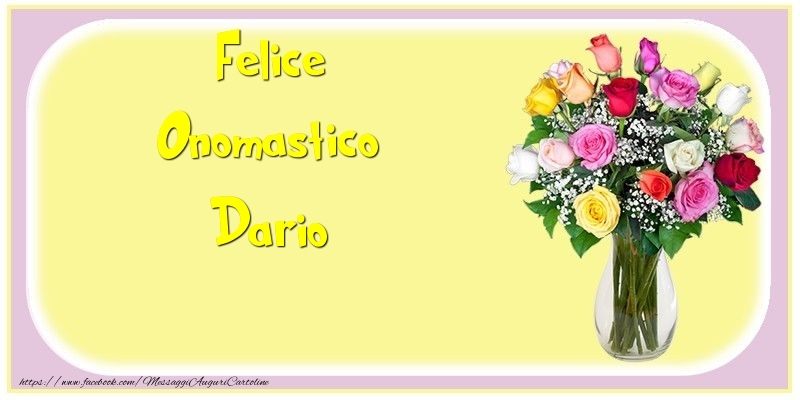 Felice Onomastico Dario - Cartoline onomastico con mazzo di fiori