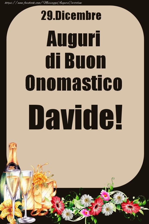 29.Dicembre - Auguri di Buon Onomastico  Davide! - Cartoline onomastico