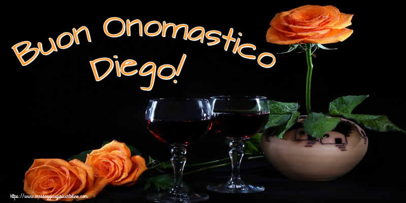 Buon Onomastico Diego! - Cartoline onomastico con champagne