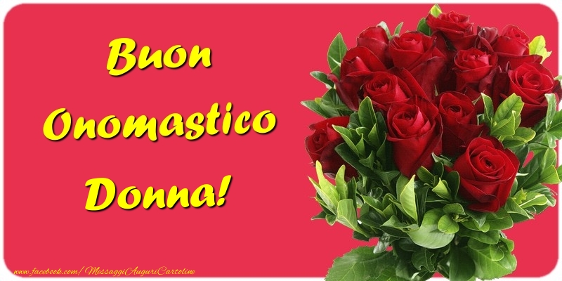 Buon Onomastico Donna - Cartoline onomastico con mazzo di fiori