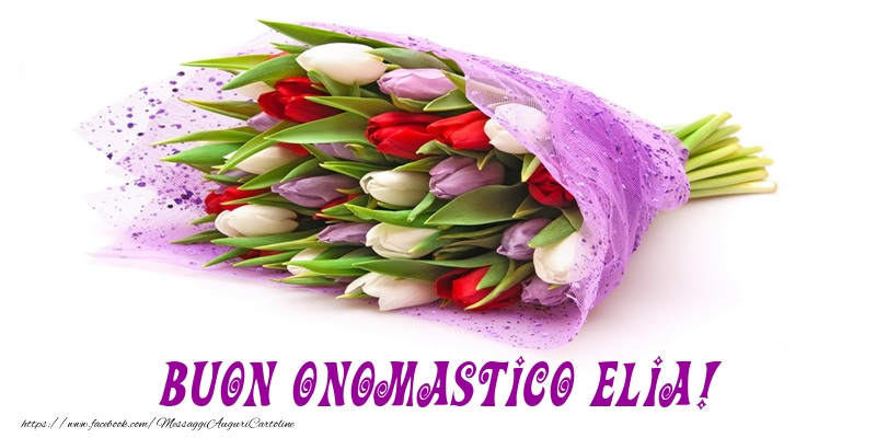 Buon Onomastico Elia! - Cartoline onomastico con mazzo di fiori