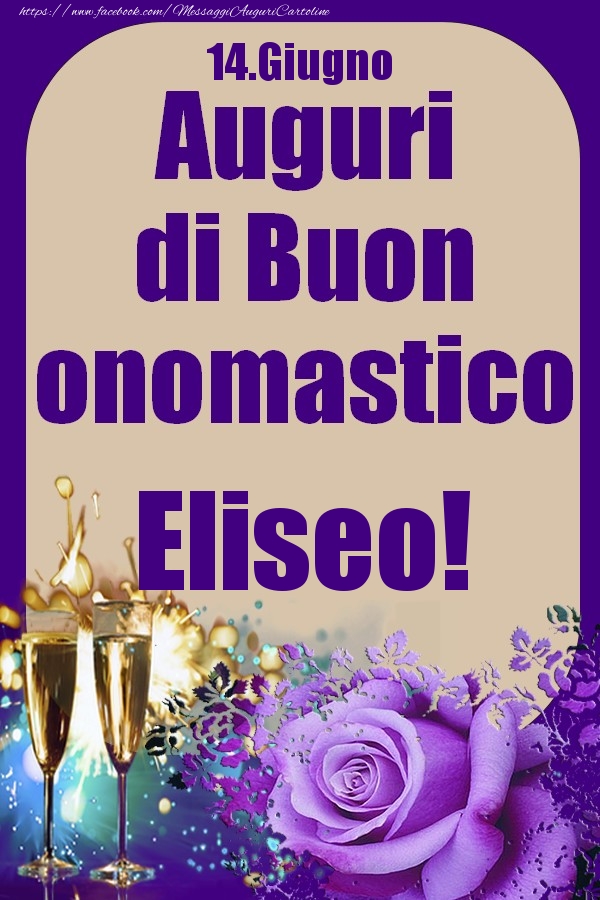 14.Giugno - Auguri di Buon Onomastico  Eliseo! - Cartoline onomastico