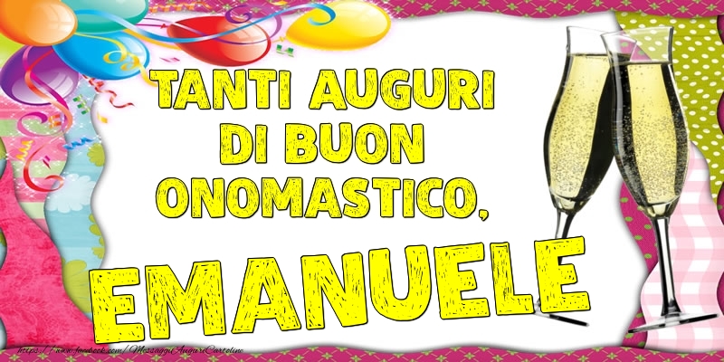 Tanti Auguri di Buon Onomastico, Emanuele - Cartoline onomastico con palloncini