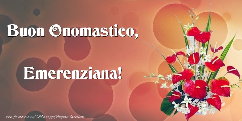 Buon Onomastico, Emerenziana - Cartoline onomastico con mazzo di fiori