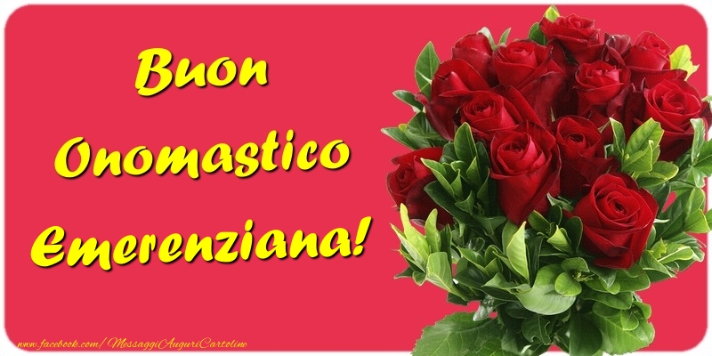 Buon Onomastico Emerenziana - Cartoline onomastico con mazzo di fiori