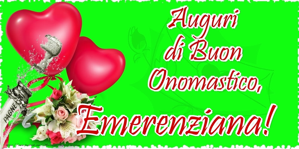 Auguri di Buon Onomastico, Emerenziana - Cartoline onomastico con il cuore