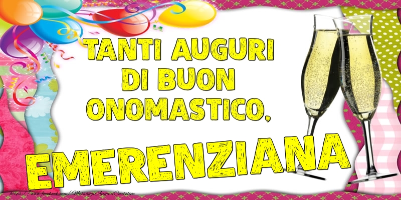 Tanti Auguri di Buon Onomastico, Emerenziana - Cartoline onomastico con palloncini