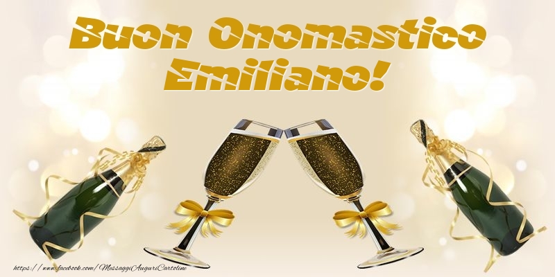 Buon Onomastico Emiliano! - Cartoline onomastico con champagne