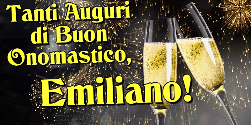 Tanti Auguri di Buon Onomastico, Emiliano - Cartoline onomastico con champagne