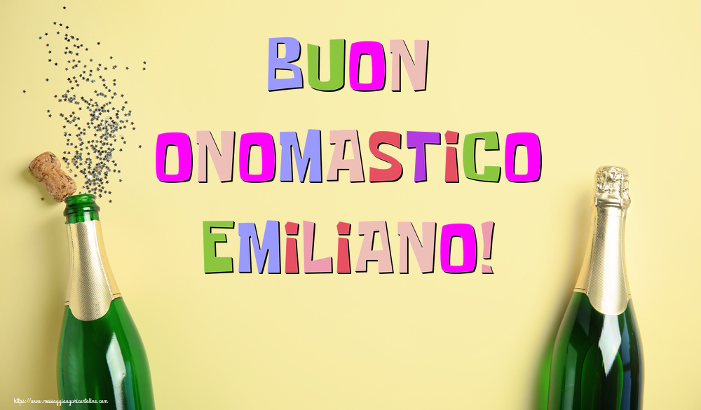 Buon Onomastico Emiliano! - Cartoline onomastico con champagne