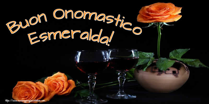 Buon Onomastico Esmeralda! - Cartoline onomastico con champagne