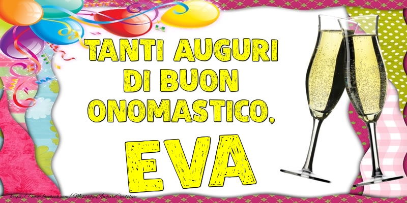 Tanti Auguri di Buon Onomastico, Eva - Cartoline onomastico con palloncini