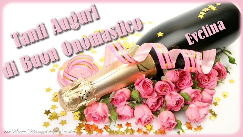 Tanti Auguri di Buon Onomastico Evelina - Cartoline onomastico con mazzo di fiori