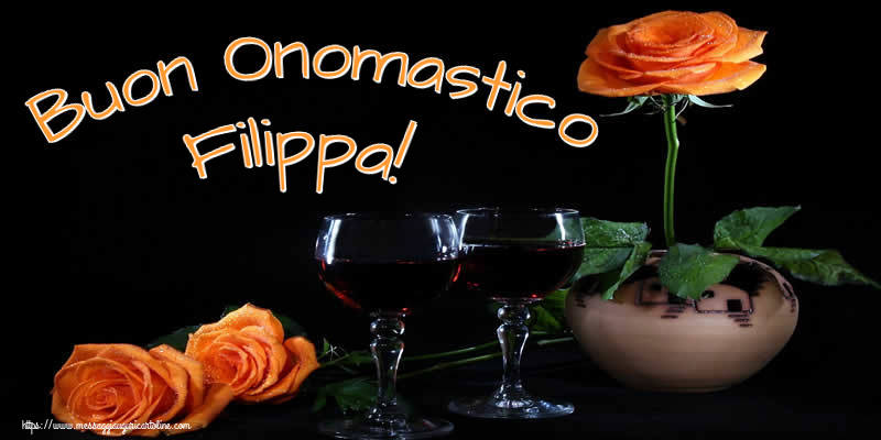 Buon Onomastico Filippa! - Cartoline onomastico con champagne