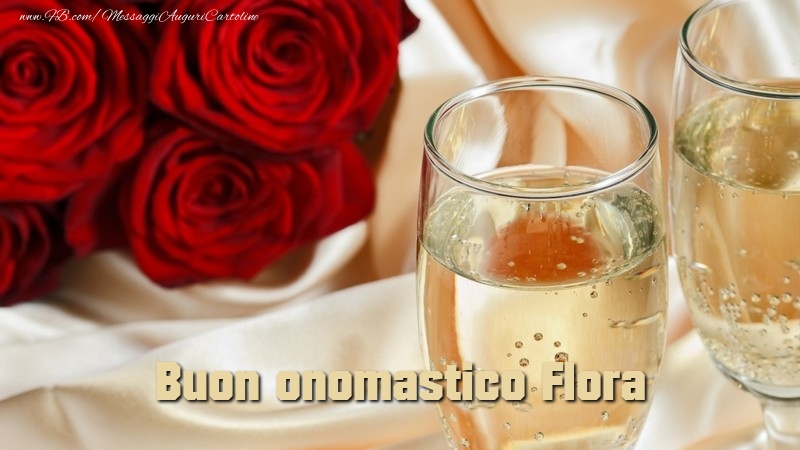 Buon onomastico Flora - Cartoline onomastico con rose