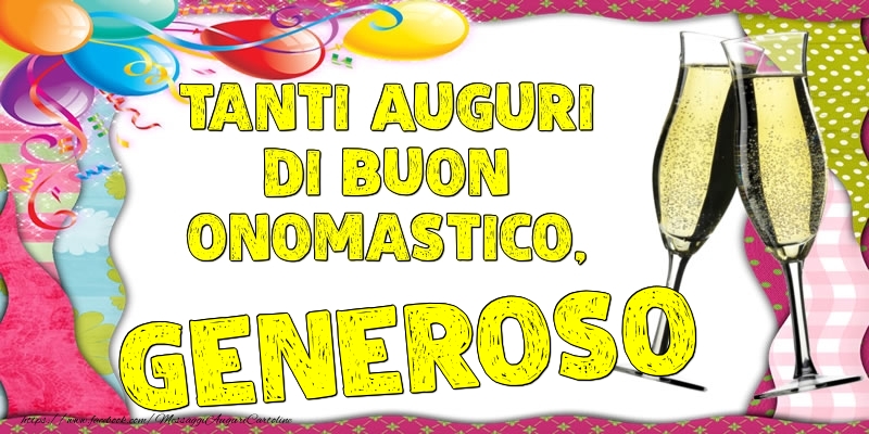 Tanti Auguri di Buon Onomastico, Generoso - Cartoline onomastico con palloncini