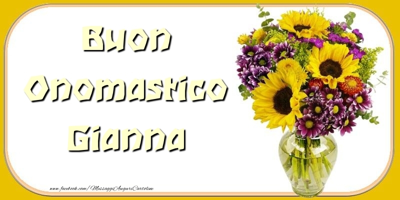Buon Onomastico Gianna - Cartoline onomastico con mazzo di fiori