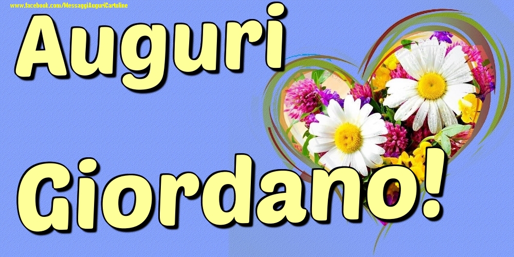 Auguri Giordano - Cartoline onomastico con il cuore