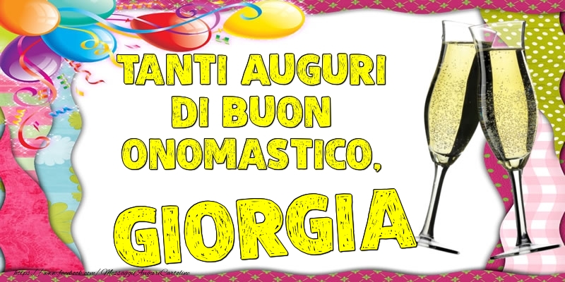 Tanti Auguri di Buon Onomastico, Giorgia - Cartoline onomastico con palloncini