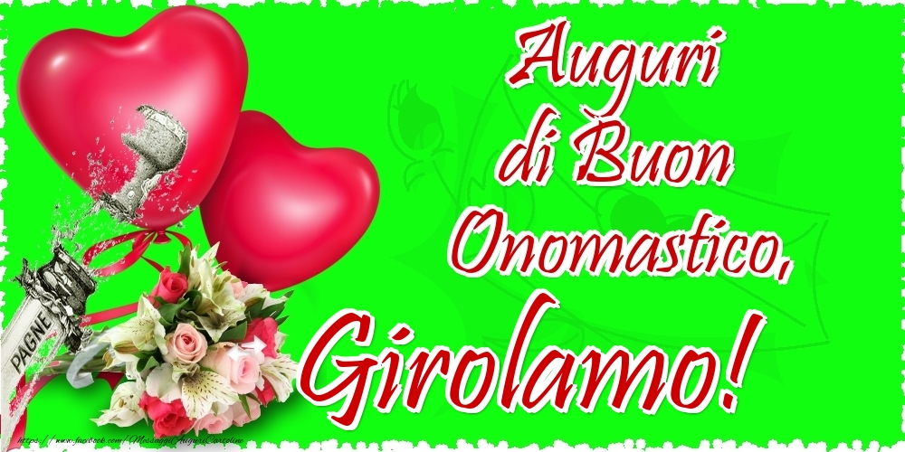 Auguri di Buon Onomastico, Girolamo - Cartoline onomastico con il cuore