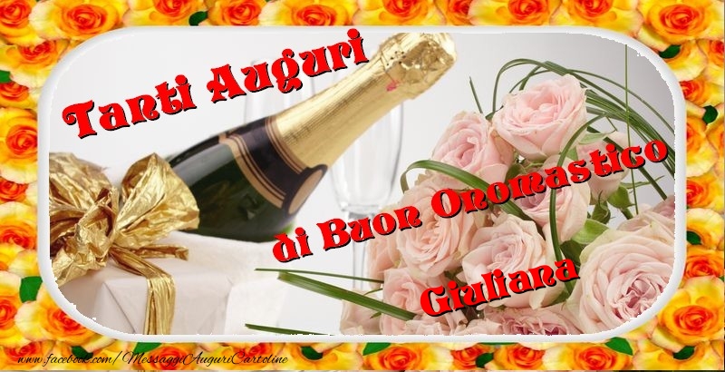 Buon onomastico, Giuliana - Cartoline onomastico con mazzo di fiori