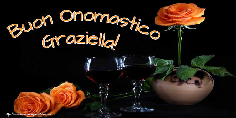 Buon Onomastico Graziella! - Cartoline onomastico con champagne