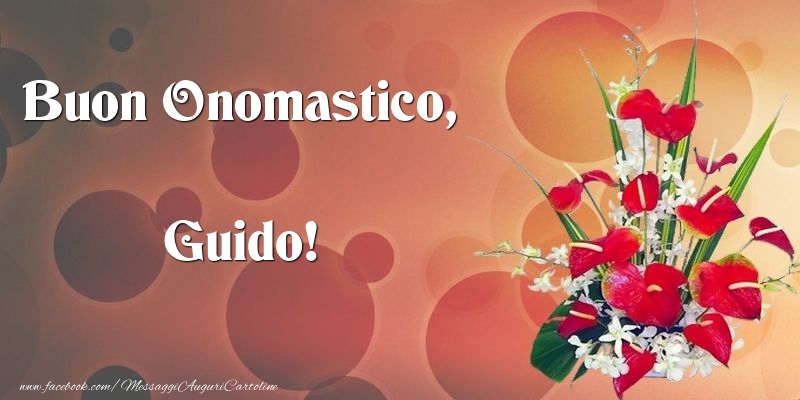 Buon Onomastico, Guido - Cartoline onomastico con mazzo di fiori