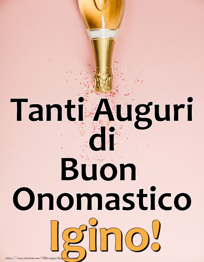 Tanti Auguri di Buon Onomastico Igino! - Cartoline onomastico con champagne