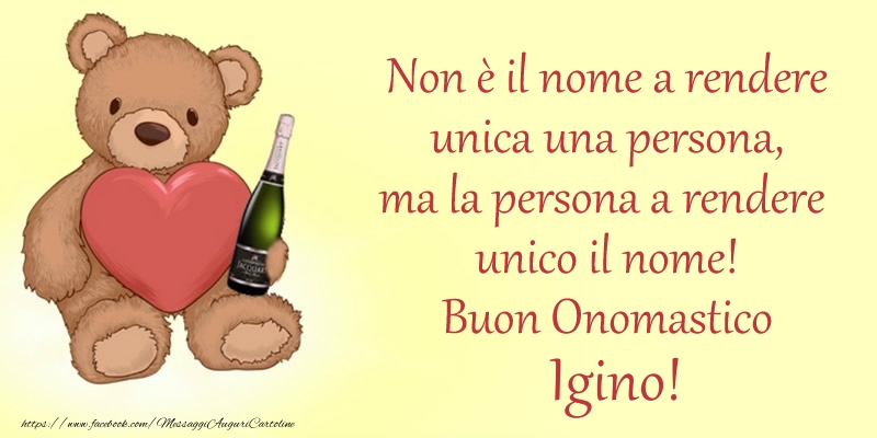 Non è il nome a rendere unica una persona, ma la persona a rendere  unico il nome! Buon Onomastico Igino! - Cartoline onomastico con animali