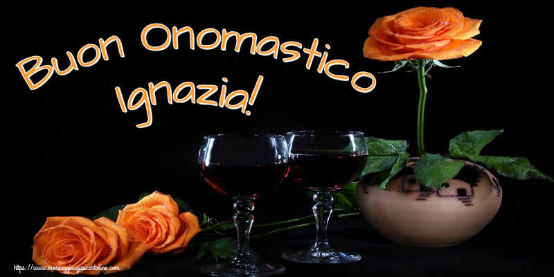 Buon Onomastico Ignazia! - Cartoline onomastico con champagne