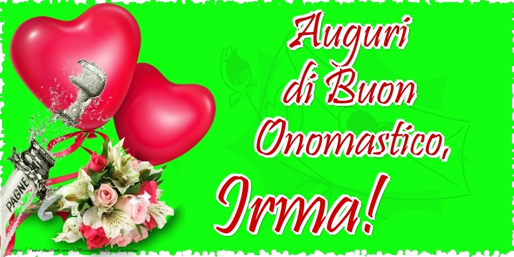 Auguri di Buon Onomastico, Irma - Cartoline onomastico con il cuore