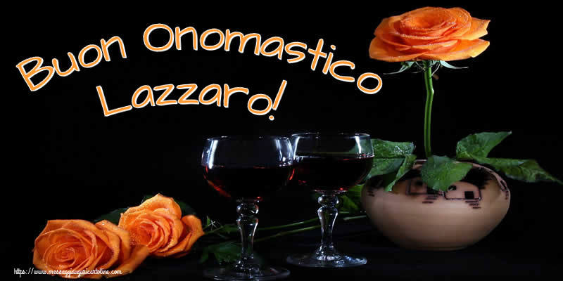Buon Onomastico Lazzaro! - Cartoline onomastico con champagne
