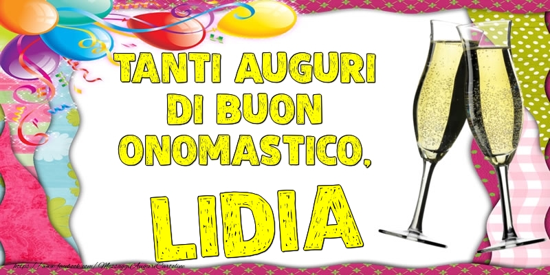 Tanti Auguri di Buon Onomastico, Lidia - Cartoline onomastico con palloncini