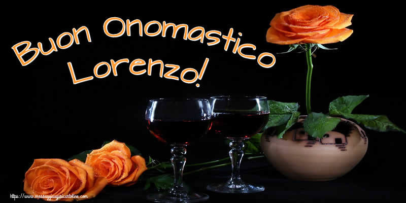 Buon Onomastico Lorenzo! - Cartoline onomastico con champagne