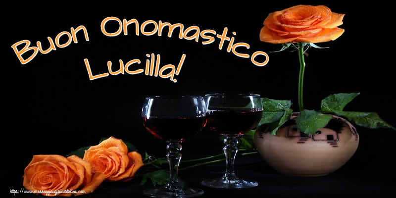 Buon Onomastico Lucilla! - Cartoline onomastico con champagne