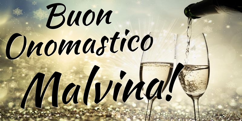 Buon Onomastico Malvina - Cartoline onomastico con champagne