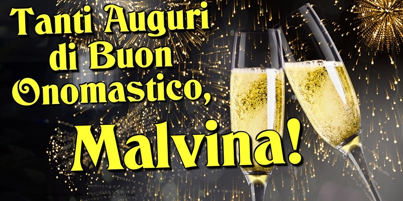 Tanti Auguri di Buon Onomastico, Malvina - Cartoline onomastico con champagne