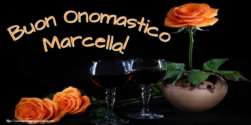 Buon Onomastico Marcella! - Cartoline onomastico con champagne