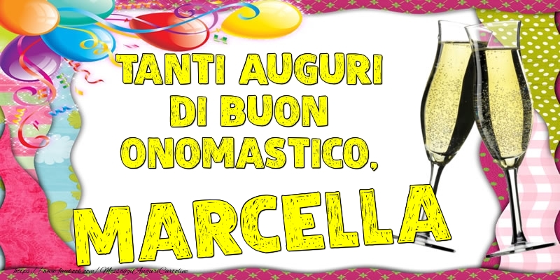 Tanti Auguri di Buon Onomastico, Marcella - Cartoline onomastico con palloncini