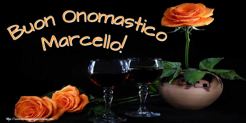 Buon Onomastico Marcello! - Cartoline onomastico con champagne