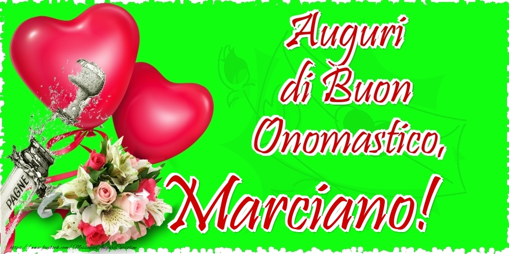 Auguri di Buon Onomastico, Marciano - Cartoline onomastico con il cuore