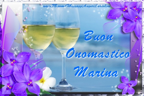 Buon Onomastico Marina - Cartoline onomastico con champagne