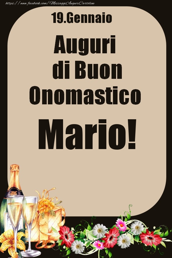 19.Gennaio - Auguri di Buon Onomastico  Mario! - Cartoline onomastico