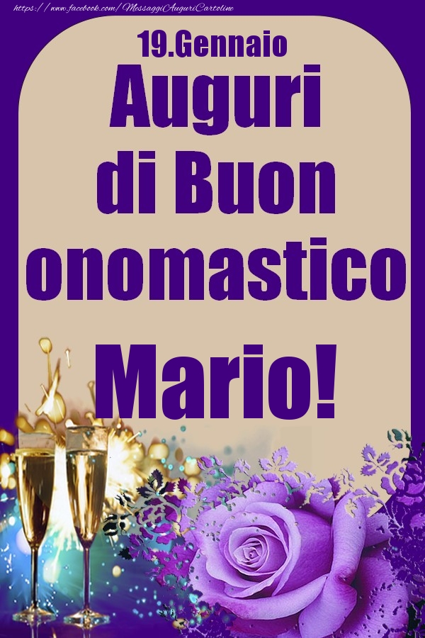 19.Gennaio - Auguri di Buon Onomastico  Mario! - Cartoline onomastico