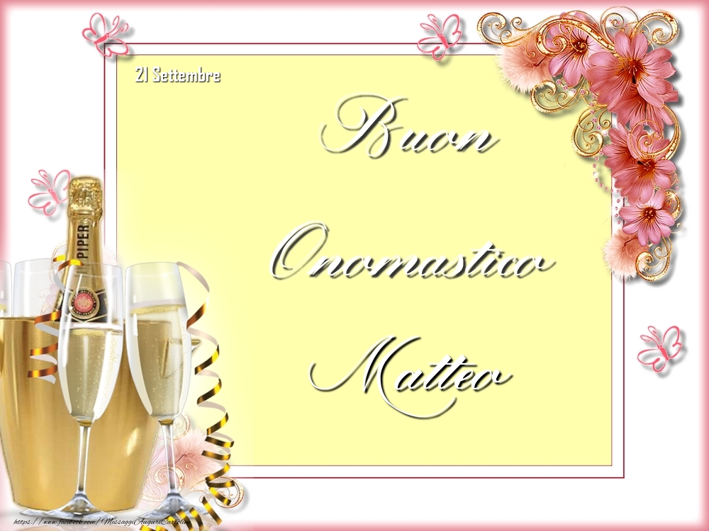 Buon Onomastico, Matteo! 21 Settembre - Cartoline onomastico