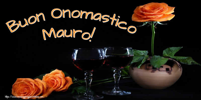 Buon Onomastico Mauro! - Cartoline onomastico con champagne