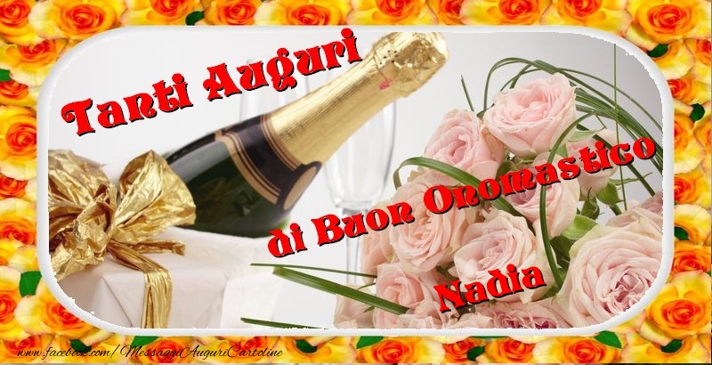 Buon onomastico, Nadia - Cartoline onomastico con mazzo di fiori