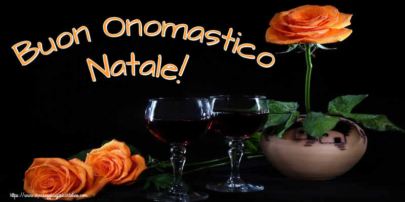 Buon Onomastico Natale! - Cartoline onomastico con champagne