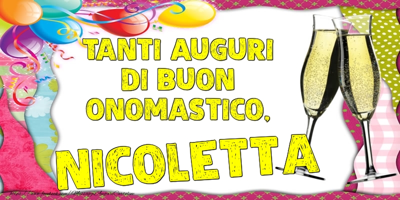 Tanti Auguri di Buon Onomastico, Nicoletta - Cartoline onomastico con palloncini